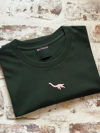 Vyelle Unisex Embroidered Dinosaur T-Shirt - Relaxed Fit Short-Sleeve Cotton Top