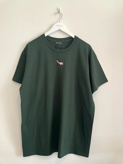 Vyelle Unisex Embroidered Dinosaur T-Shirt - Relaxed Fit Short-Sleeve Cotton Top