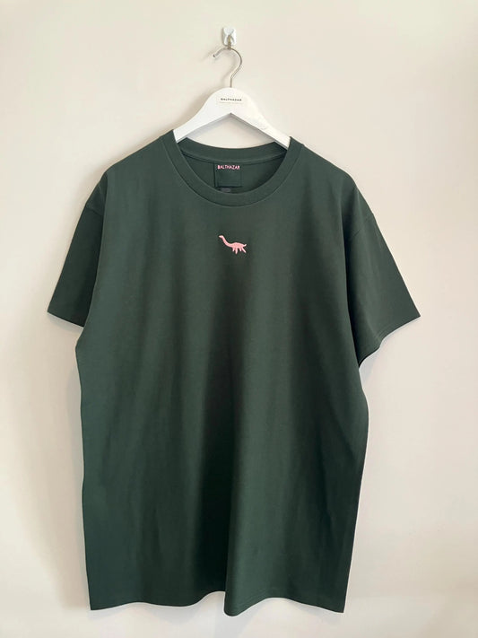Vyelle Unisex Embroidered Dinosaur T-Shirt - Relaxed Fit Short-Sleeve Cotton Top